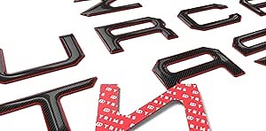 BDTrims Domed 3D Raised Tailgate Letters Compatible with 2022-2025 Santa Cruz Models (Carbon with Red Outline)