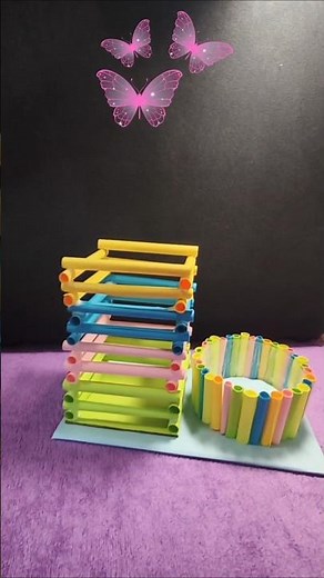 🌈Turning simple sticky notes into a colorful desk organizer! #trending #diy #craft #papercraft