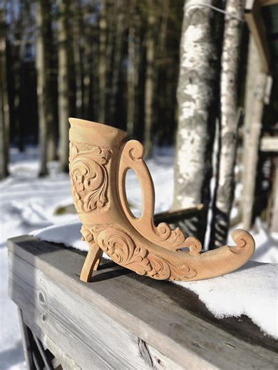 Scandinavian Viking Drinking Horn | Nordic Folk Art Decor | Hand Carved Wood Sculpture | Rustic Lodge Wall Art | Medieval Norse Display - Etsy