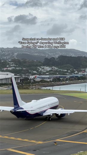 Evan Spiegel Snapchat Co-Founder Departs Wellington on Boeing 737 Max 8 BBJ