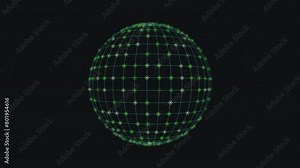 A visually captivating image of a spherical object displaying an intricate grid pattern in blue and green. The design creates a unique texture that adds vibrancy to the object