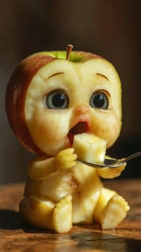Cute Apple Baby Eating 🍎 | AI 3D Animation Shorts #shorts