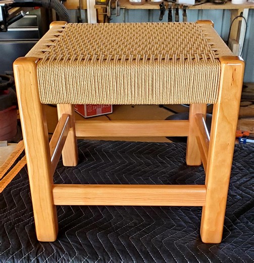 Cherry Wood Foot-stool With a Hand-woven Danish Cord Seat! - Etsy
