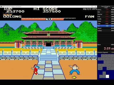 Arcade speedrun Yie Ar Kung-Fu (イー・アル・カンフー) [1985] world record 4:33.930