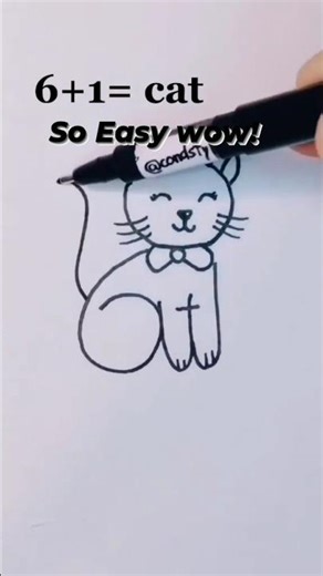 How to Draw a Cute Cat Using Only Numbers! #NumberDrawing