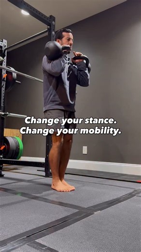 Most people think mobility work has to look like stretching or soft tissue work… But sometimes, all it takes is changing your stance. By bringing your feet completely together and holding the kettlebells in a front rack, you remove your normal base of support, forcing your body to find true alignment and control. Your ankles have to stay mobile to let your knees travel forward. Your hips have to open efficiently to reach depth. Your spine and core have to stabilize harder than ever to keep you u