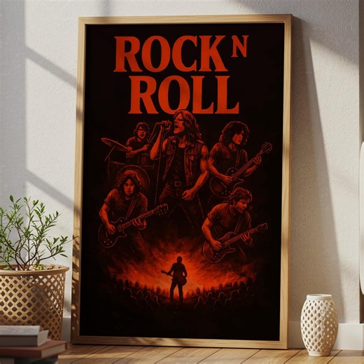 Rock N Roll Wall Art Poster | Rock Concert Illustration - Etsy