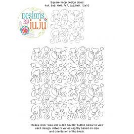 Teddy Bear Hearts End-to-End Quilting Embroidery Design