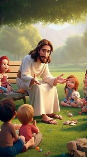 Jesus Loves Children ❤️ | Beautiful Animated Christian Short | Faith & Love #youtubeshorts #shorts