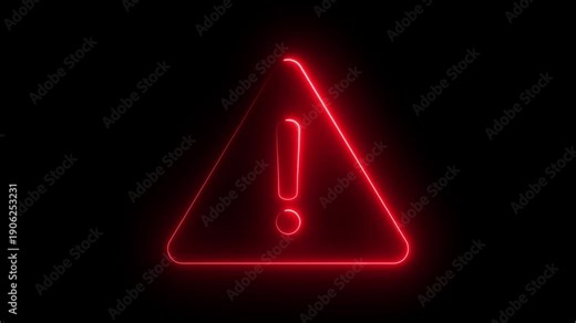 Neon Alert icon animation,Neon line warning attention white color animation icon signal alert risk safety danger road warning sign sign symbol. alert , risk , safety, danger road warning sign, Warning