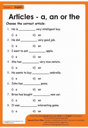 Class 2 English Worksheets
