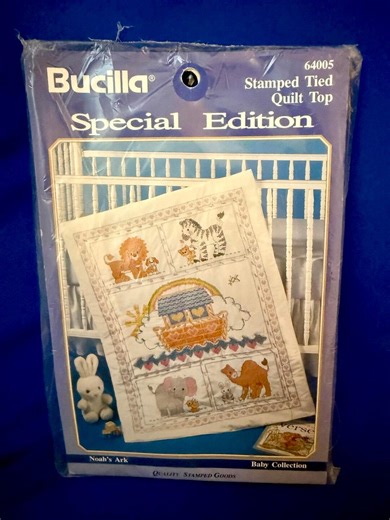 Vtg 1993 BUCILLA Stamped Nursery Baby Quilt Top NOAH'S ARK 64005 34x42 - Etsy