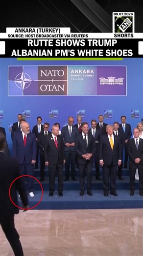 NATO General Secretary Mark Rutte shows US Prez Donald Trump the white shoes of Albanian PM Edi Rama