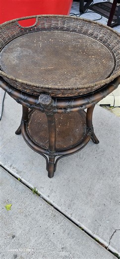 Vintage Bamboo Round Rattan Table With Removable Tray Heavy 25x24 1981s China - Etsy