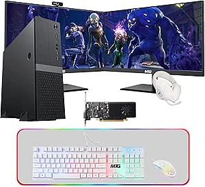 TechMagnet Gaming Desktop PC, Intel Core i5 8th Gen, Heera, AMD RX 550 Graphics, 16GB RAM, 1TB SSD | 2TB HDD, MTG New 27 Inch Dual Monitor, Gaming Kit Webcam, Windows 11 (Renewed)