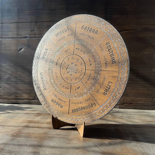 Wooden Wheel of Life Calendar, Celtic Tree Zodiac Engraved Disc, Wiccan Altar Decor - Etsy