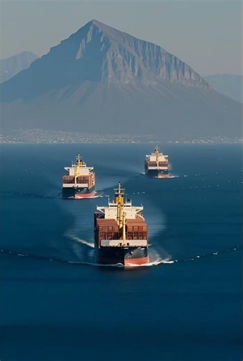 Perfect Sea View 😍 | Two Container Ships & Massive Mountain