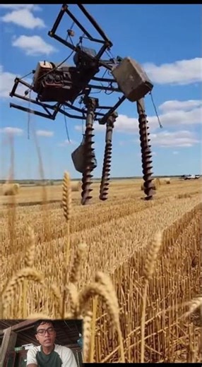 Hayfield Field Sprayer Mech reel FarmMachines ImprovisedBuild Prompt Handheld low angle from ha
