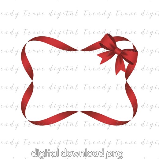 Red Ribbon Frame PNG Clipart: Bow Border Graphic - Etsy