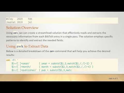 Extracting and Formatting BibTeX Data using awk in Bash