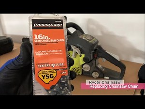 Chain Replacement for Ryobi RY3716 Chainsaw using PowerCare 16" Bar Y56 461-818 Chain Step By Step