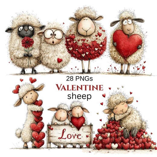 Valentine's Day Sheep Clipart: Whimsical Love Graphics (digital Download - 28 Pngs) - Etsy UK