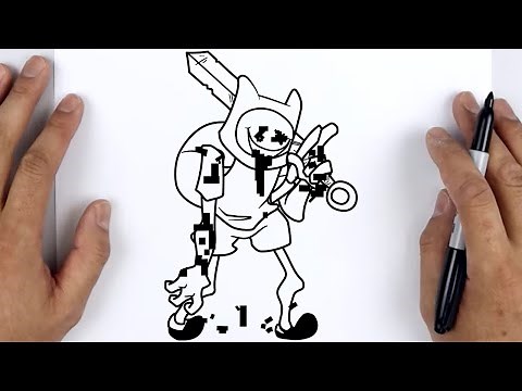 HOW TO DRAW CORRUPTED FINN (PIBBY) | Friday Night Funkin (FNF) - Easy Step By Step Tutorial