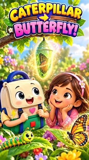 Caterpillar to Butterfly 🐛➡️🦋 | Amazing Life Cycle for Kids #kidslearning #scienceforkids #cartoons