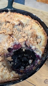 Blackberry Cobbler in Cast Iron Skillet - From our third cookbook, Comfort Food the Cowboy Way! Excellent recipe for a beginner at cast iron cooking. #cowboycooking #cobbler #blackberrycobbler #summerdessert #castironcooking | Kent Rollins