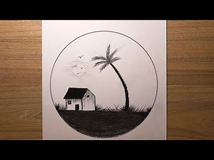 How to draw a beautiful landscape scenery | Easy step by step drawing tutorial