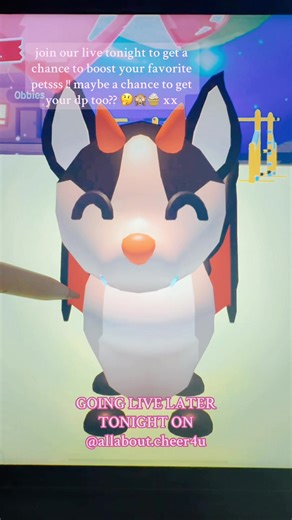 going live later tonight ! join to get a chance to boost your favorite pets and follow to be notified when our first giveaway will be !! 💗🧁🙈💌 xx #adoptme #giraffe #legendary #tiktoklive #giveaway