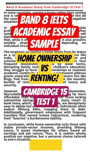 🔥 Band 8 IELTS Academic Writing Task 2 Essay Sample: Home Ownership vs Renting! #ieltswriting