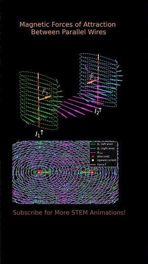 Magnetic Forces of Attraction Between Parallel Wires | 2D and 3D Visualization