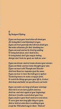 If - By Rudyard Kipling || Poem