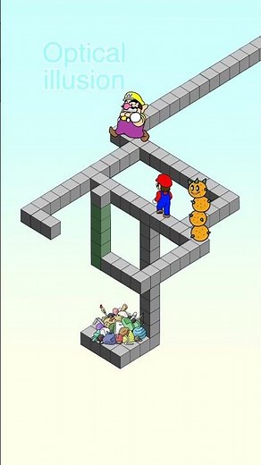 Runing Mario, Chasing Wario. #nintendo #optical illusion