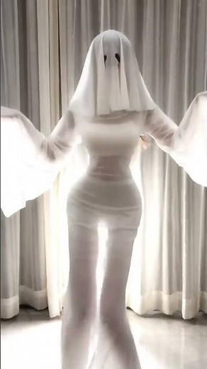 Ghost Girl Glows with Sexy Dance Moves in Front of Backlit Curtains| Spooky Silhouette Show!#cosplay