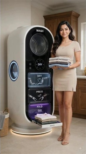 AI Smart Washing Machine: Wash, Dry & Fold All in One! 🤖👕”