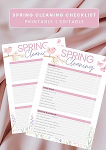Spring Cleaning Checklist | Printable & Editable | Instant Download | Pretty | Bright | Floral - Etsy UK