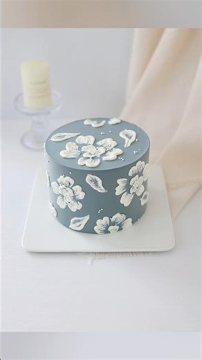 Elegant Blue Floral Cake Decorating Tutorial 🌸 | Buttercream Painting Cake