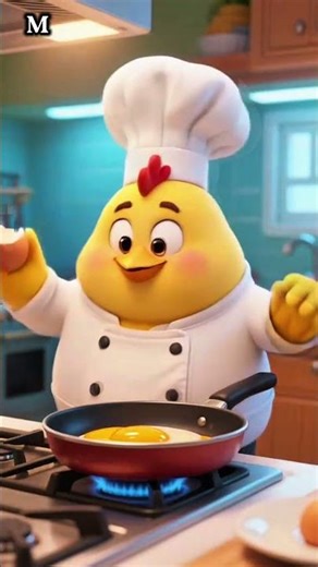 chicken cooking an egg #cartoon
