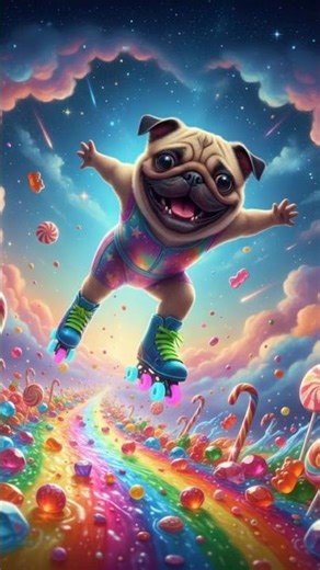 Roller Skating Pug Yeets Into Candyverse 🌈