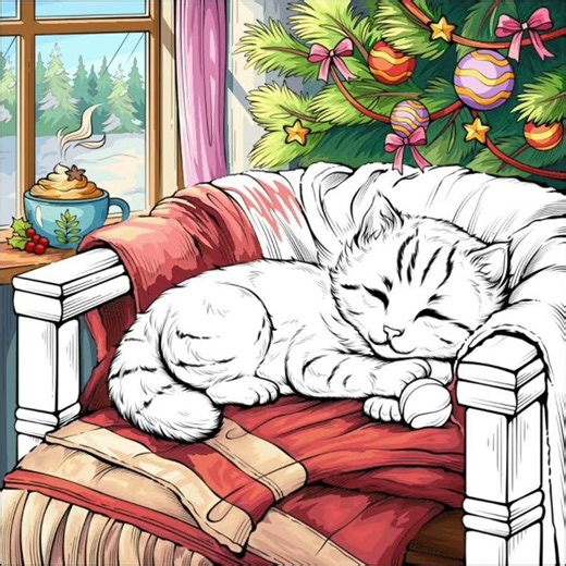 mewarnai kucing yang tidur