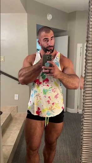 Muscle Man Nick Pulos Checking Out His Body