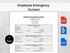 Employee Emergency Contact Form | Editable HR Template (PDF, Word, Google Docs) - Etsy UK