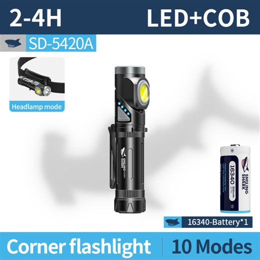 SMILING SHARK Flashlight Rechargeable Flash Light COB LED Torch Light Super Bright 10 Modes Zoom with Pen Clip for Outdoor Repair Hiking Adventure SD5420 | Lazada PH
