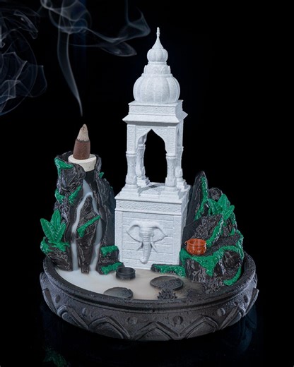 Contemplative Incense Fall | Elephant Temple Backflow Incense Burner – Meditative Smoke Waterfall Décor - Etsy