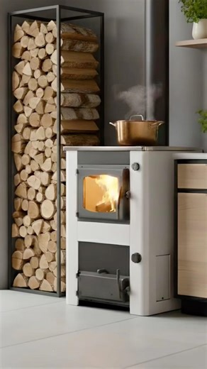 Piec kuchenny na drewno z płaszczem wodnym #kuchnia #przepisy #gotowaniewdomu #kominek