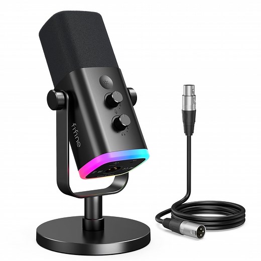 FIFINE AM8 XLR USB Dynamic Microphone for Computer PC PS5, Gaming/Streaming Mic with RGB, Headphone Jack, Mute, Gain Knob for Podcast, Music Recording - Walmart.com