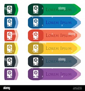 Web cam icon sign. Set of colorful, bright long buttons with additional small modules. Flat design. Vector Stock Vector Image & Art - Alamy