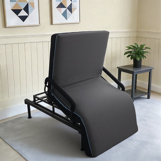 80 in Electric Lift Bed for Seniors - Wired Remote Control with One-Touch Backrest Lift & Leg Lowering, Fall-Safe Rails, Safe Standing/Sitting/Lying Aid